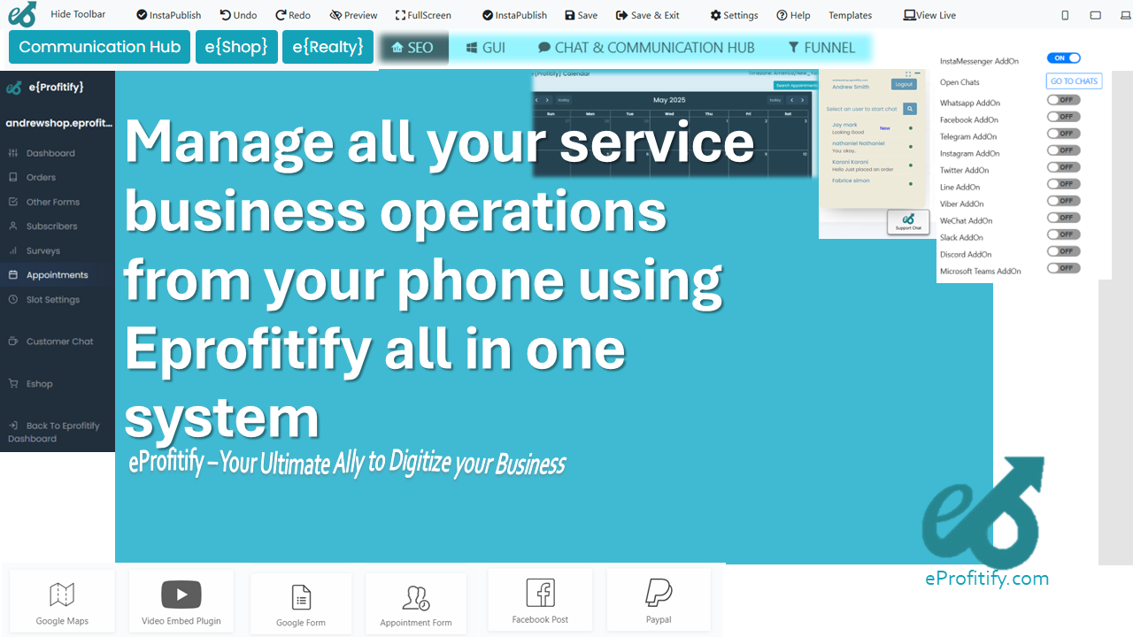 Manage all your service business operations from your phone using Eprofitify all in one system